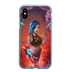 Чехол iPhone XS Max матовый Arcane League Of Legends - Джинкс Паудер, цвет: 3D-мятный