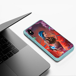 Чехол iPhone XS Max матовый Arcane League Of Legends - Джинкс Паудер, цвет: 3D-мятный — фото 2