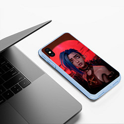 Чехол iPhone XS Max матовый Закат - League Of Legends Джинкс, цвет: 3D-голубой — фото 2