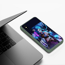 Чехол iPhone XS Max матовый Аркейн - League Of Legends Джинкс, цвет: 3D-темно-зеленый — фото 2
