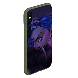 Чехол iPhone XS Max матовый Jinx Powder - Джинкс Паудер, цвет: 3D-темно-зеленый — фото 2