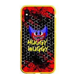 Чехол iPhone XS Max матовый Huggy Wuggy соты, цвет: 3D-желтый