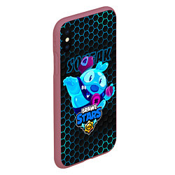 Чехол iPhone XS Max матовый Скуик BRAWL STARS соты, цвет: 3D-малиновый — фото 2