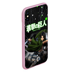 Чехол iPhone XS Max матовый Levi Атака Титанов В атаке, цвет: 3D-розовый — фото 2