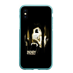 Чехол iPhone XS Max матовый Bendy And The Ink Machine подтеки, цвет: 3D-мятный