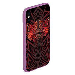 Чехол iPhone XS Max матовый Красный волк в графике, цвет: 3D-фиолетовый — фото 2