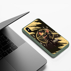 Чехол iPhone XS Max матовый Bendy And The Ink Machine Бенди, цвет: 3D-темно-зеленый — фото 2