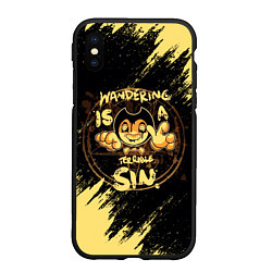 Чехол iPhone XS Max матовый Bendy And The Ink Machine круг, цвет: 3D-черный