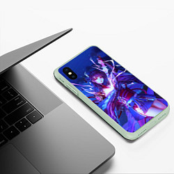 Чехол iPhone XS Max матовый Шогун Райден под луной Геншин Импакт, цвет: 3D-салатовый — фото 2