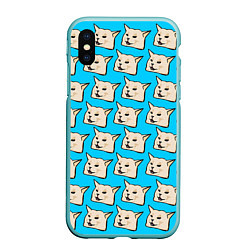 Чехол iPhone XS Max матовый Screaming woman cat, цвет: 3D-мятный