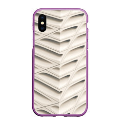 Чехол iPhone XS Max матовый Бежевые Узоры, цвет: 3D-фиолетовый