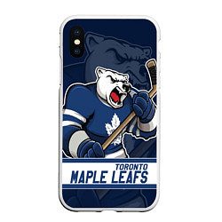 Чехол iPhone XS Max матовый Торонто Мейпл Лифс, Toronto Maple Leafs Маскот, цвет: 3D-белый