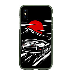 Чехол iPhone XS Max матовый TOYOTA SUPRA Под Луной, цвет: 3D-темно-зеленый