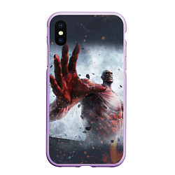 Чехол iPhone XS Max матовый Titan Attack on Titan, цвет: 3D-сиреневый