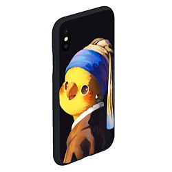 Чехол iPhone XS Max матовый ПОПУГАЙ С жемчужной Сережкой, цвет: 3D-черный — фото 2