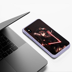 Чехол iPhone XS Max матовый Ху Тао в неоновом треугольнике Genshin Impact, цвет: 3D-светло-сиреневый — фото 2