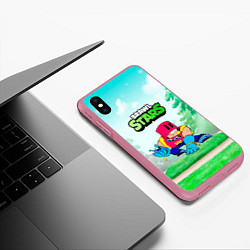 Чехол iPhone XS Max матовый GROM ART BRAWL STARS ART, цвет: 3D-малиновый — фото 2