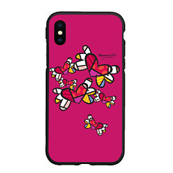 Чехол iPhone XS Max матовый Romero Britto - flying hearts