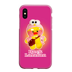 Чехол iPhone XS Max матовый Duck Lalafanfan Лалафанфан, цвет: 3D-малиновый