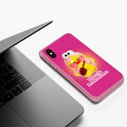 Чехол iPhone XS Max матовый Duck Lalafanfan Лалафанфан, цвет: 3D-малиновый — фото 2