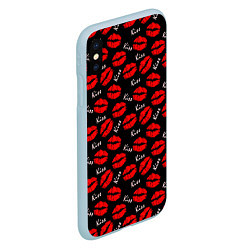 Чехол iPhone XS Max матовый Kiss поцелуи, цвет: 3D-голубой — фото 2