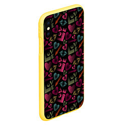 Чехол iPhone XS Max матовый Поцелуи - Сердечки - Любовь, цвет: 3D-желтый — фото 2