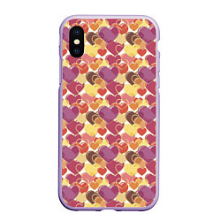 Чехол iPhone XS Max матовый Красивые Сердечки LOVE, цвет: 3D-светло-сиреневый