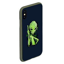 Чехол iPhone XS Max матовый Не Дружелюбный пришелец, цвет: 3D-темно-зеленый — фото 2