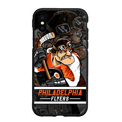 Чехол iPhone XS Max матовый Филадельфия Флайерз, Philadelphia Flyers, цвет: 3D-черный