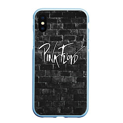 Чехол iPhone XS Max матовый PINK FLOYD - ПИНК ФЛОЙД КИРПИЧНАЯ СТЕНА, цвет: 3D-голубой