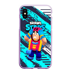 Чехол iPhone XS Max матовый GROM BRAWL STARS ИСПУГАННЫЙ ГРОМ, цвет: 3D-сиреневый