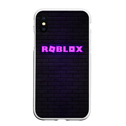 Чехол iPhone XS Max матовый ROBLOX NEON LOGO ИГРА РОБЛОКС, цвет: 3D-белый