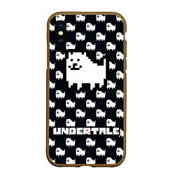 Чехол iPhone XS Max матовый UNDERTALE DOG AND LOGO УНДЕРТАЛЕ, цвет: 3D-коричневый