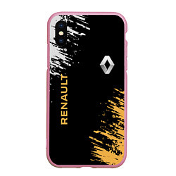 Чехол iPhone XS Max матовый Renault авто марка, цвет: 3D-розовый