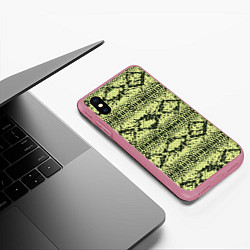 Чехол iPhone XS Max матовый Крокодиловая кожа, цвет: 3D-малиновый — фото 2