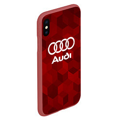 Чехол iPhone XS Max матовый Ауди, Audi Красный фон, цвет: 3D-красный — фото 2