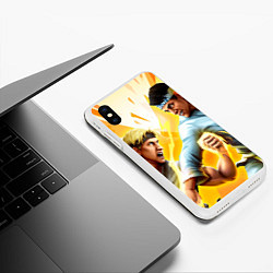 Чехол iPhone XS Max матовый Огненный удар каратиста, цвет: 3D-белый — фото 2