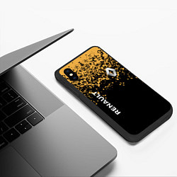 Чехол iPhone XS Max матовый Renault Капли красок, цвет: 3D-черный — фото 2