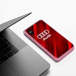 Чехол iPhone XS Max матовый Audi red полосы, цвет: 3D-малиновый — фото 2