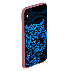 Чехол iPhone XS Max матовый Голубой тигр Blue, цвет: 3D-малиновый — фото 2