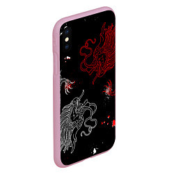 Чехол iPhone XS Max матовый Китайский дракон Красно - Белый, цвет: 3D-розовый — фото 2