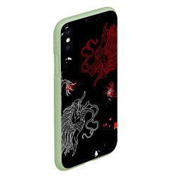 Чехол iPhone XS Max матовый Китайский дракон Красно - Белый, цвет: 3D-салатовый — фото 2