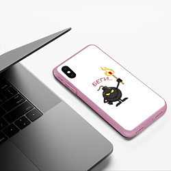 Чехол iPhone XS Max матовый Беги!, цвет: 3D-розовый — фото 2