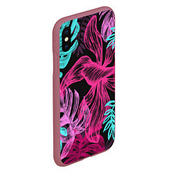 Чехол iPhone XS Max матовый Папоротниковый неон, цвет: 3D-малиновый — фото 2