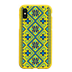 Чехол iPhone XS Max матовый Славянский национальный орнамент, цвет: 3D-желтый