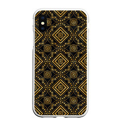 Чехол iPhone XS Max матовый Versace classic pattern, цвет: 3D-белый