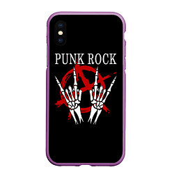 Чехол iPhone XS Max матовый Punk Rock Панки Хой, цвет: 3D-фиолетовый