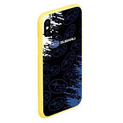 Чехол iPhone XS Max матовый Subaru - Logo pattern, цвет: 3D-желтый — фото 2