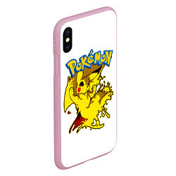 Чехол iPhone XS Max матовый Пикачу злой Pokemon, цвет: 3D-розовый — фото 2