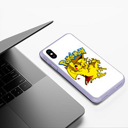 Чехол iPhone XS Max матовый Пикачу злой Pokemon, цвет: 3D-светло-сиреневый — фото 2